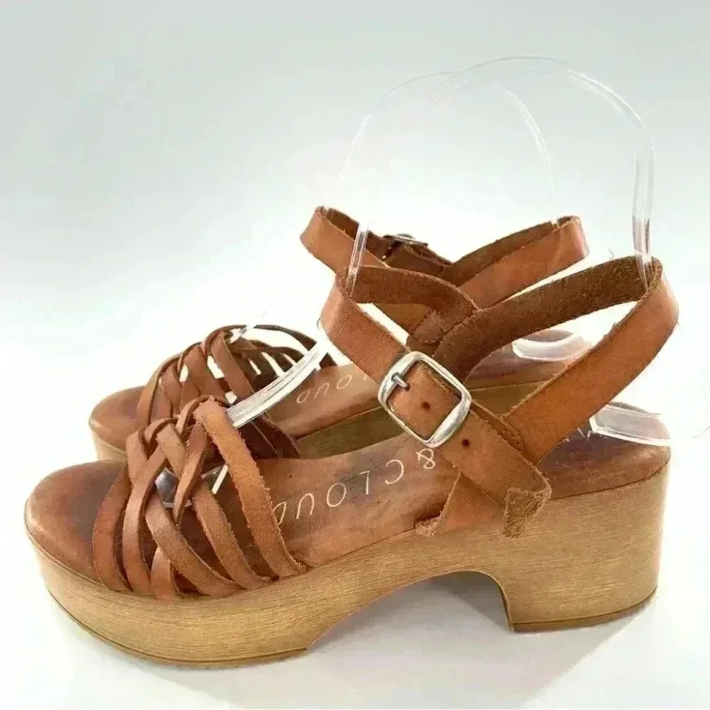 Muse & cloud womens sandals size 36 tan leather chunky retro festival boho